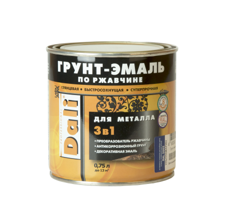 Грунт-эмаль Dali по ржавчине серый графит 0,75 л глянцевая